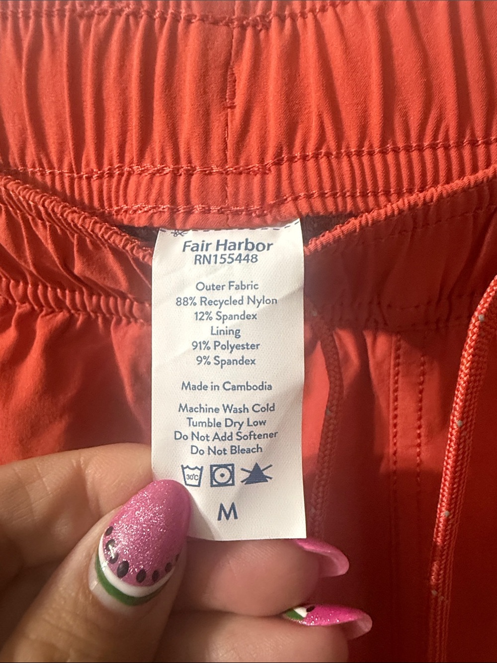 Fair Harbor Men's Coral-Red Hybrid Swim Shorts- 5”-Medium- NWT - Picture 4 of 7